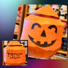 Tonga Hut Halloween Jack-O-Lantern Lidded Coconut Tiki Mug Eekum Bookum #47 picture