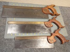 Lot Old ANTIQUE Tenon SAW Brass Back Mathieson Tyzack Groves Dove Barn Find O5 picture
