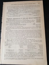 1888 train report CINCINNATI INDIANAPOLIS ST LOUIS & CHICAGO RAILWAY railroad  picture