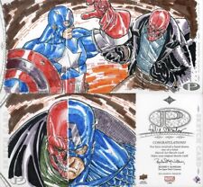2014 Marvel Premier Triple Panel Sketch Card - Felix Morales Cap America Red SkL picture