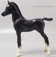 Retired Breyer Horse Proud Arabian Foal #767 Glossy Black Rare WT Socks 1999 EUC picture