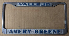 VTG Metal Vallejo CA Avery Greene Embossed Honda Dealership License Plate Frame picture
