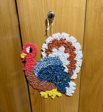 Vintage Melted Plastic Popcorn Thanksgiving Turkey Wall Decor Retro picture