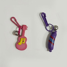 Vtg 80s Plastic Bell Clip Charm Lot Hotdog Guitar See Description for Color Info picture