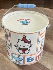 Sanrio Hello Kitty Circus Handled Tin 1976 Rare Vintage 7.25” Tall 7.75” Dia.. picture