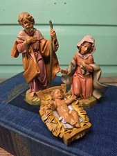 Vintage 1991 Fontanini Italy Holy Family Nativity Mary Joseph Baby Jesus Manger picture