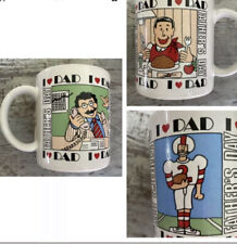 Vintage Fathers Day I Love You Dad Coffee Mug White Ceramic Red Hearts Japan picture