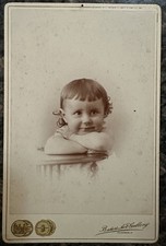 Antique 1890s Cabinet Card Child Photo Baker’s Art Gallery Columbus Ohio picture