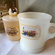 Vintage 1970s Avon Iron Horse Shaving Mug Leather After Shave Boxed Set Train picture