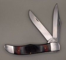 Vintage Cherokee Solingen Steel Folding Pocket Knife Wood Laminated Handle picture