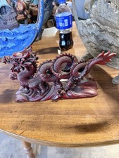 Vintage Style Chinese Red Dragon Resin Sculpture Figurine – Large Detailed Asian picture