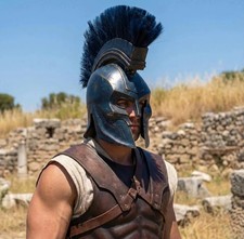 Agamemnon Greek Warrior Helm Replica Metal Spartan Trojan War Cosplay Armor Prop picture