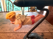 Antique Vintage Victorian German Wax Cherub Angel Christmas Ornament 