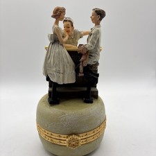 Vintage Norman Rockwell Date Night At The Malt Shop Trinket Box 5.75Hx3L picture