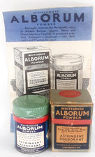Antique 1940s Whitehouse Alborum Powder Tin With Original Box & Paper Insert picture