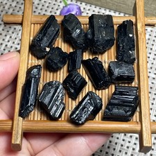 12pc Black Tourmaline Crystal stone Rough Rock Mineral Specimen small 45g c1336 picture