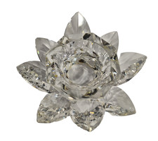 Preciosa Bohemia Crystal Water Lily Lotus Candle Holder Czech picture
