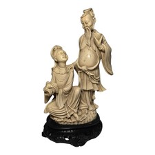 Vintage Molded Resin Asian Couple Statue Figurine picture