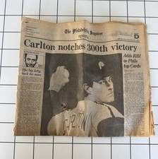 The Philadelphia Inquirer Sports Newspaper Clipping 9/24/1983 Carlton 300th Win picture