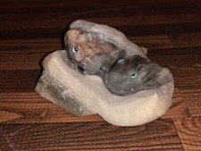 Carved Flourite Stone Pair Of Frogs Fetish Sculpture Signed Renowned W.K. Ngai picture