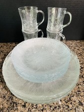 VTG 20 Pc ARCOROC Canterbury Clear Crocus Glass -8 Ea Dinner/Salad Plate/4 Cups picture