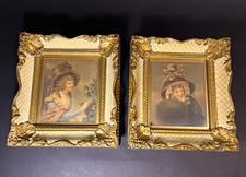Vintage Portrait Ornate Victorian Gold/White Square Picture Frame Set picture