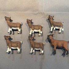 Vintage Retired Schleich Lot Of 6 Brown Goat Plastic Figures picture