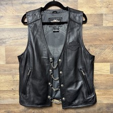 Harley Davidson Leather Vest Willie G Chain Mens Medium Embroidered 98132-08VM picture
