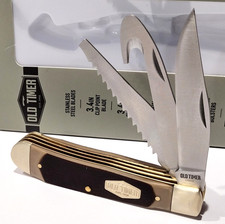 Schrade Old Timer 69OT Buzzsaw 3 Blade Trapper Guthook Folding Pocket Knife NEW picture
