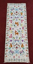 vintage silk embroidery textile panel needlework fabric floral item818 picture