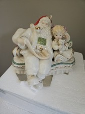 LENOX FIREPLACE COLLECTION - SANTA with Child on Couch Figurine New In Box picture