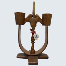 Vtg James i Taserud Arvika Folkart Swedish Oak Wood Taserudsstake Candlestick picture