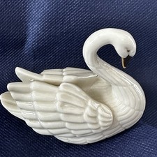 Vintage Lenox Swan Figurine 24K Gold Accents Place Card Holder/Cake Topper K3 picture