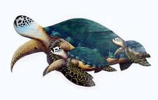 Sea Turtles hand carved palm tree frond art-original beach decor-Tortoise Art picture
