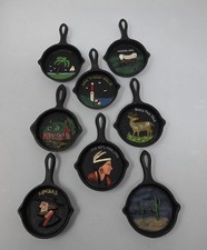 8 Vintage Miniature Souvenir CAST IRON Skillets picture