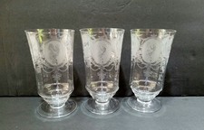 3 Antique Nude Dancing Nymph Lady Etched Tumbler Glass Set Tiffin? C. 1920's HTF picture
