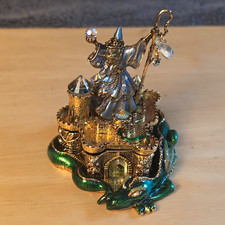 Kirk Folly Fantasy Wizard/Crystals Castle Figurine and Green Dragon Collectible picture