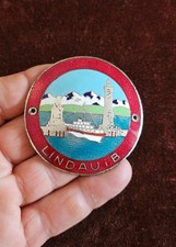 VINTAGE ENAMEL AUTOMOBILE RADIATOR CAR BADGE # LINDAU LAKE CONSTANCE GERMANY picture