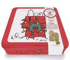 PEANUTS Snoopy Christmas Holiday Cookie Tin with Lights & Music New Unopened picture