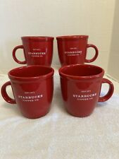 2001 STARBUCKS SET OF FOUR , LARGE RED COFFEE MUGS. picture