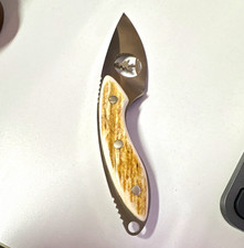 Buck 196 Mini Alpha Hunter Tree Cutout Oak Handle Rare Build Out Knife picture