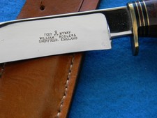 Pristine MInt, etched blade, William Rodgers fighting knife, stag handles picture