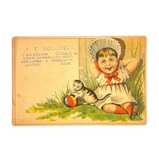 Antique 1880 Victorian Trade Card HT Hollister Watches Clocks Jewelry Dundee MI picture