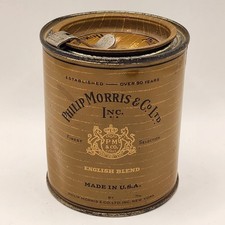 Vintage Philip Morris English Blend Cigarette Tin EMPTY Round w/ Lev-A-Lift Key picture