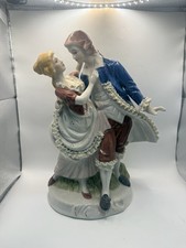 Vintage Porcelain Courting Couple Figurine Applied Lace 13” * picture
