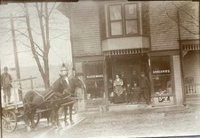 1900’s Horses Wagon Hardware Store At Mount Mt. Liberty Ohio RPPC PHOTO Postcard picture