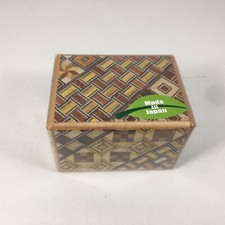 Japanese Samurai Handmade Wooden Yosegi Secret Trick Puzzle Box 5 Steps HK-103 picture