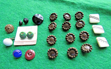 Vintage Czech Colored Glass Buttons Lot Gold Accents Cut Steel 1930's Art Deco picture