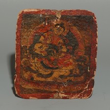 Real Rare Tibet 17th Century Old Antique Buddhist Tsaklis Mammon Dhanada Thangka picture