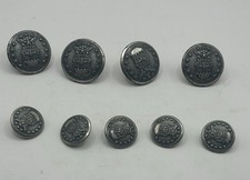 Vintage 9pc USAF Silver Uniform Button Lot Waterbury Button Co 4 Large 5 Small picture